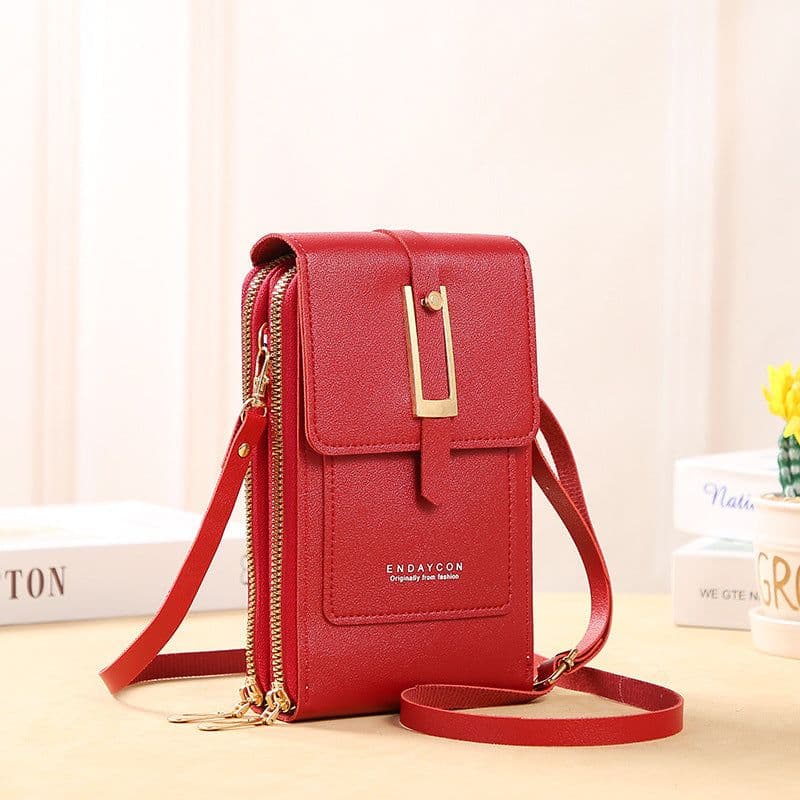 image-Lonnie Mobile Phone Bag H018 - Dark Pink PU Leather