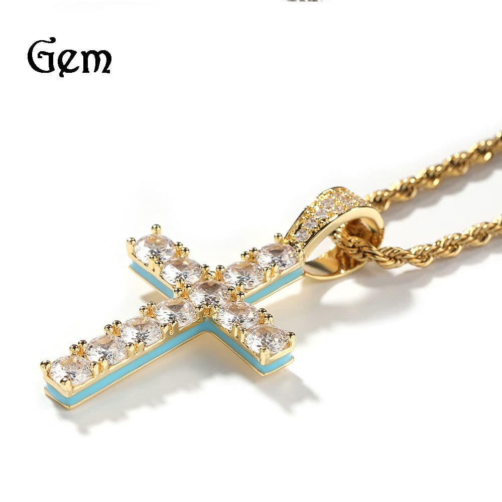 image-Cross Necklace Silver Luminous Zircon Pendant