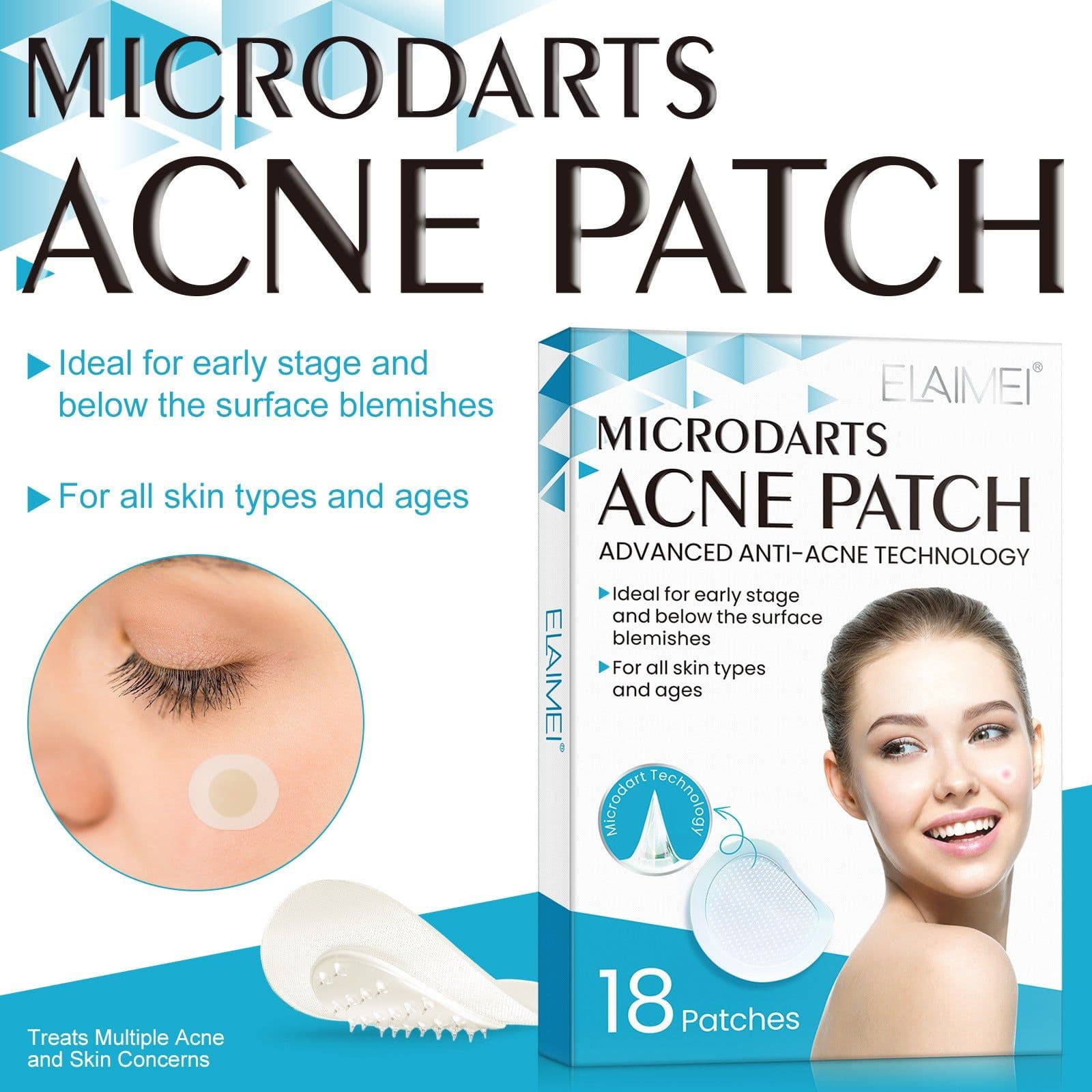 image-ELAIMEI Acne Patches Hydrocolloid Tea Tree 18pcs
