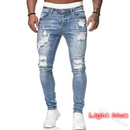 image-Men's Denim Jeans with Embroidery - S-4XL