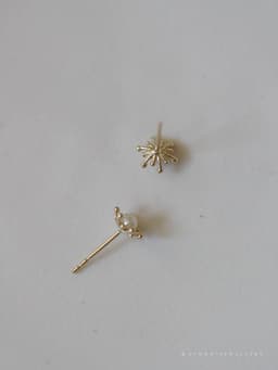image-Sterling Silver Plated 14K Gold Stamen Flower Earrings for Women