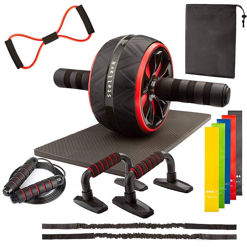 image-LEATOU Ab Wheel 7-Piece Indoor Fitness Equipment Set - LT-TZ32
