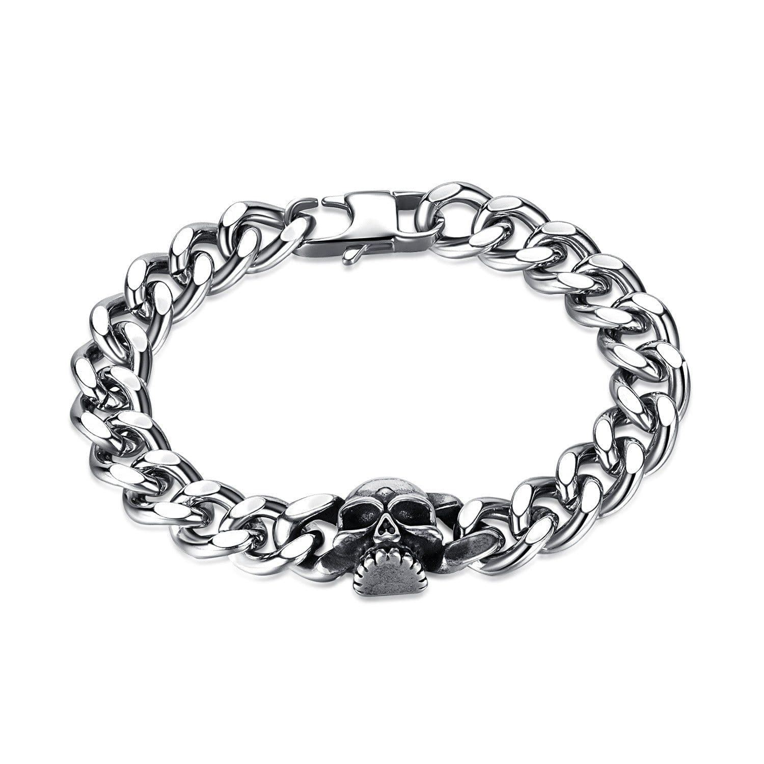 image-OPK Titanium Steel Cuban Chain Bracelet - Skull Design