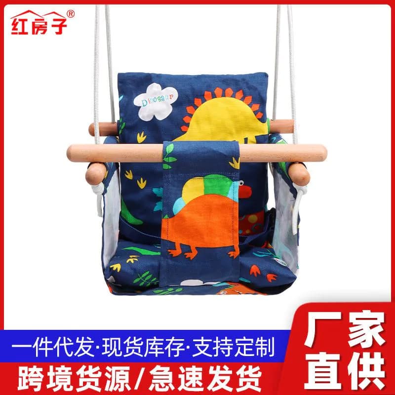image-Red House Dinosaur Swing Chair - Infant Cotton Linen