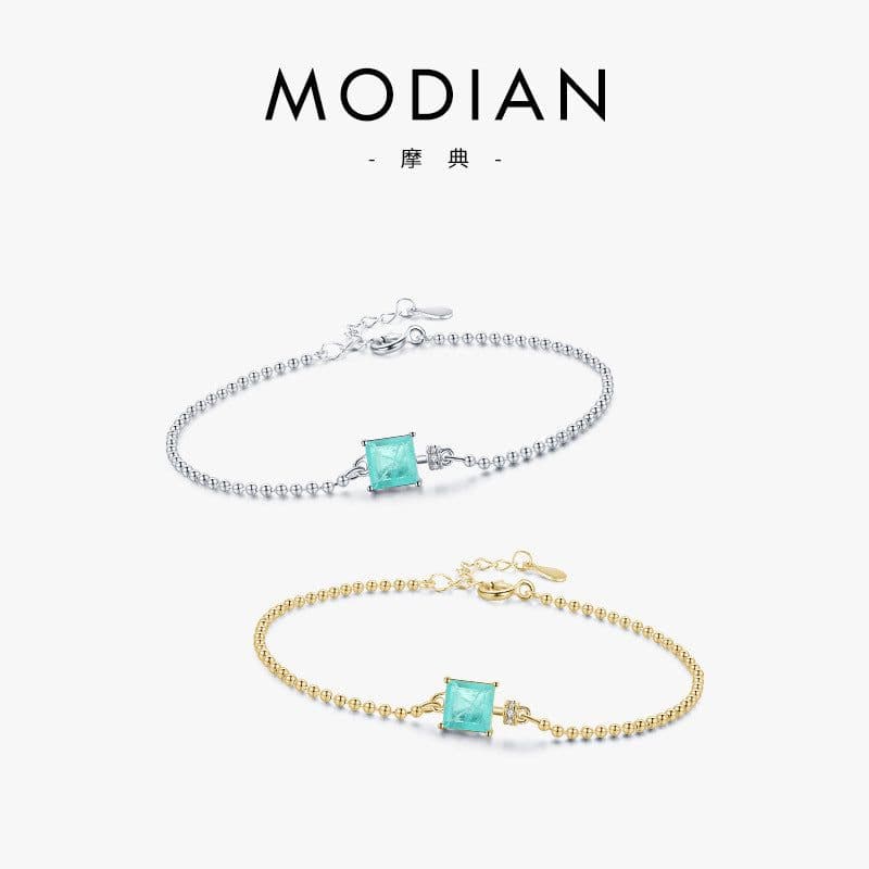 image-S925 Sterling Silver Paraiba Tourmaline Bead Bracelet