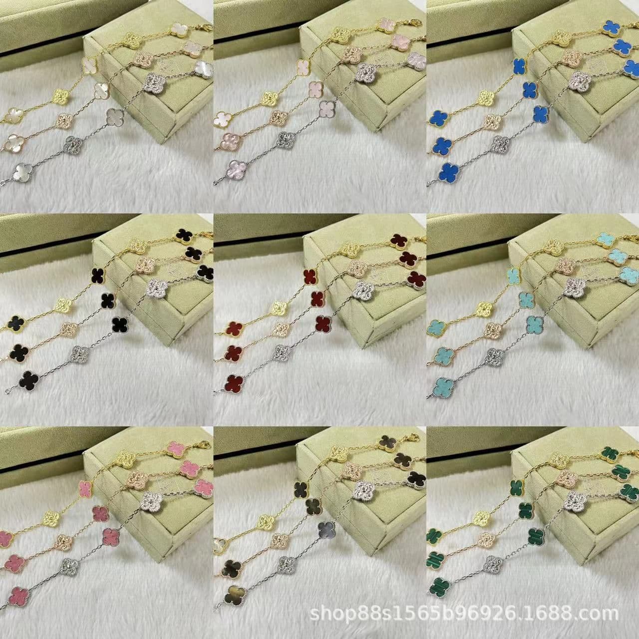 image-High-End Five-Flower Bracelet Rose Gold Clavicle Chain Thickened Electroplating Wholesale