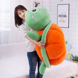 image-New Orange Tortoise Plush Toy - Cute Pumpkin Turtle Pillow for Kids
