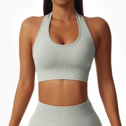 image-Sexy halterneck European and American yoga bra cross-border running sports bra push-up outer wear beautiful back fitness top for women