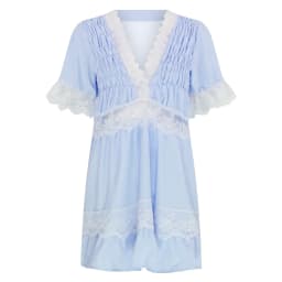 image-V-Neck Printed Midi Dress - Pink Short Sleeve