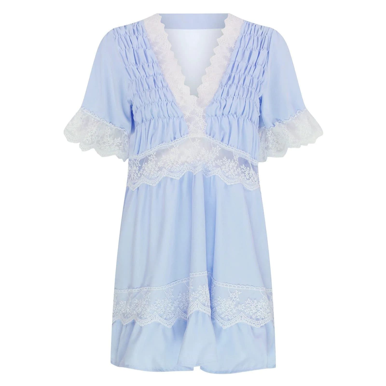 image-V-Neck Printed Midi Dress - Pink Short Sleeve