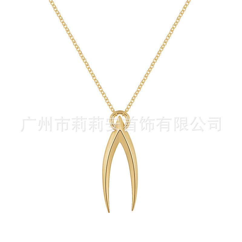 image-18K Gold Plated Geometric Punk Pyramid Pendant - Personalized Necklace