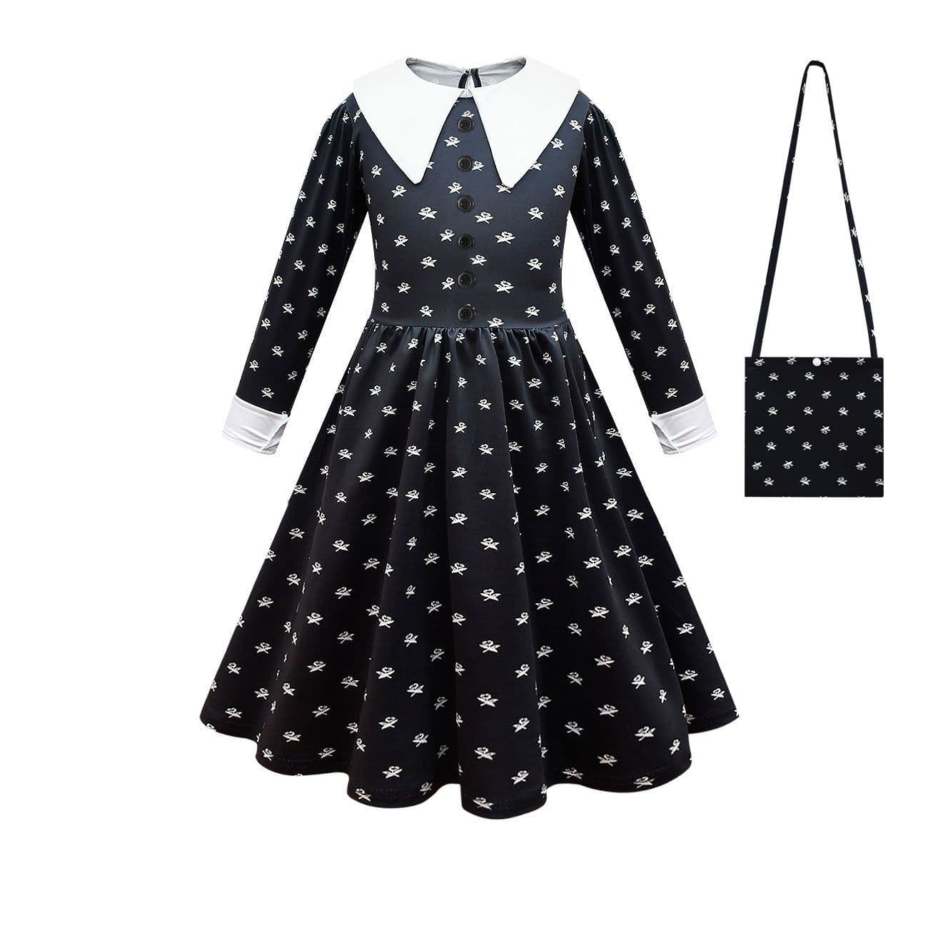 image-Cross-border American drama Addams Family Wednesday COS dress princess dress dark loli girl summer long dress