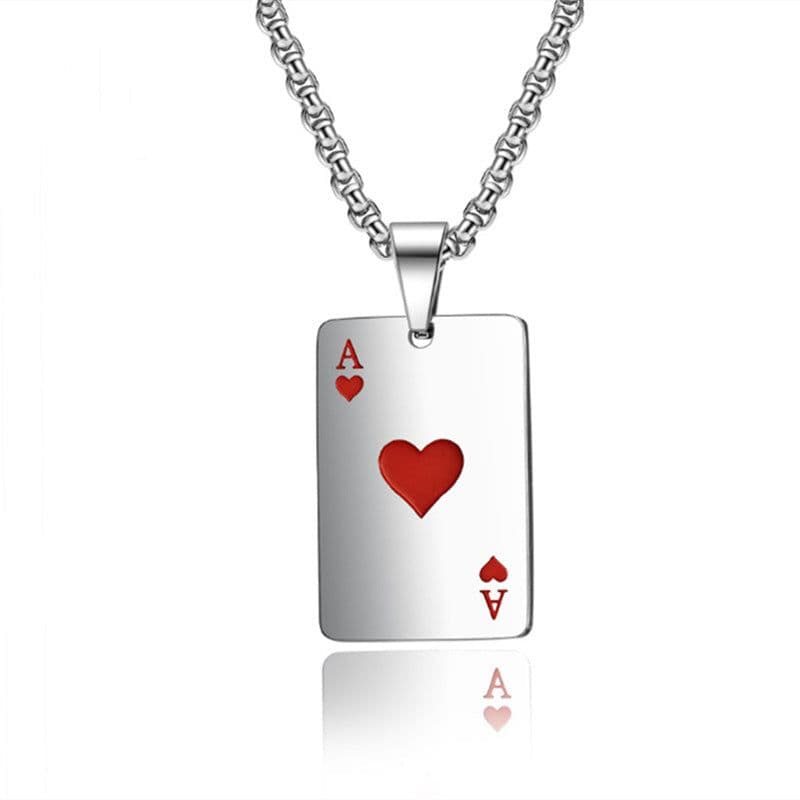 image-Yousu Spades Necklace Pendant - Ace of Hearts Titanium Steel