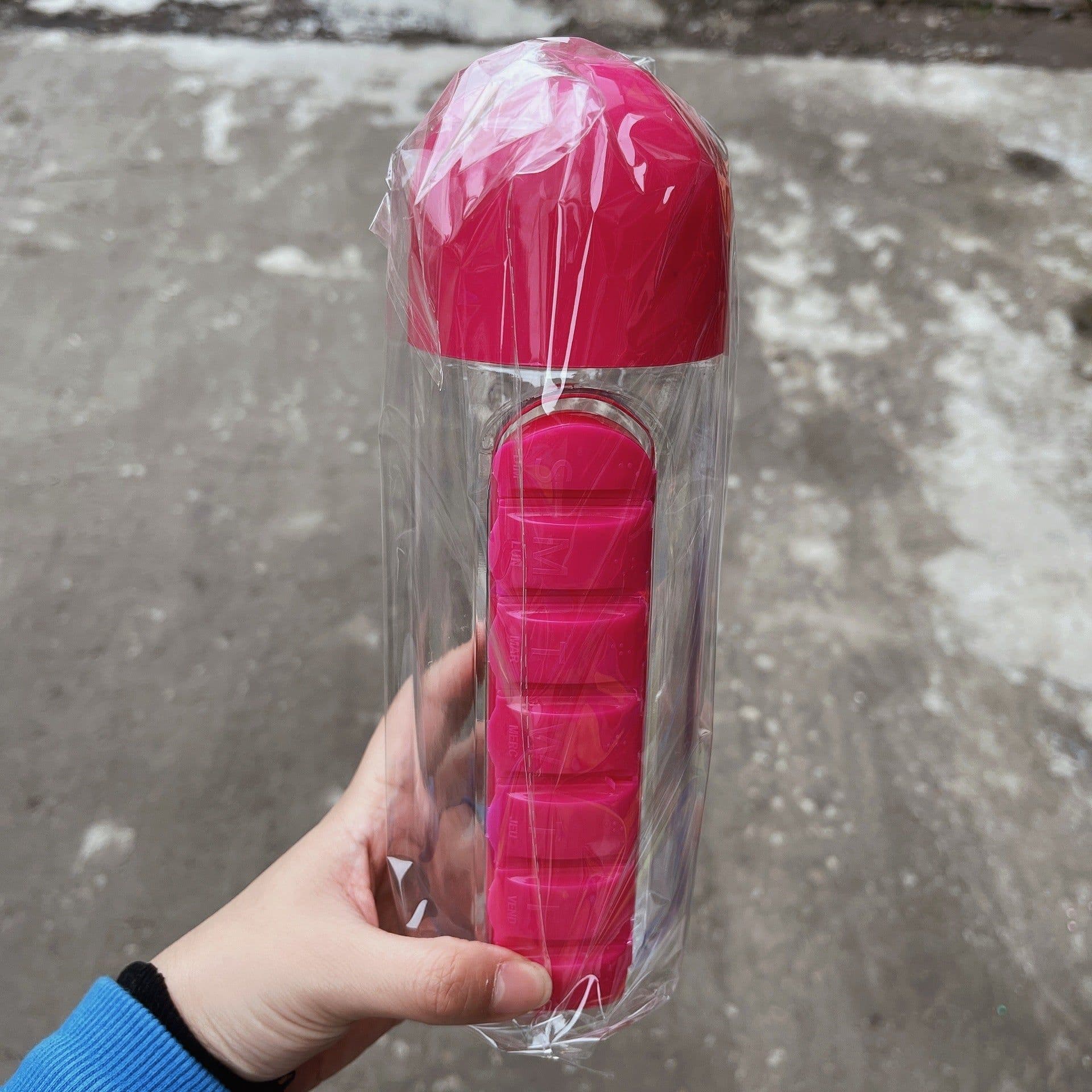 image-Multifunctional two-in-one creative water cup medicine box 7-day medicine box 7 compartments outdoor portable convenient water bottle medicine box cup