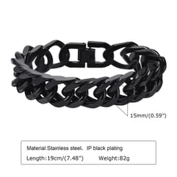 image-Men's Stainless Steel Bracelet - Black 15mm Double Woven