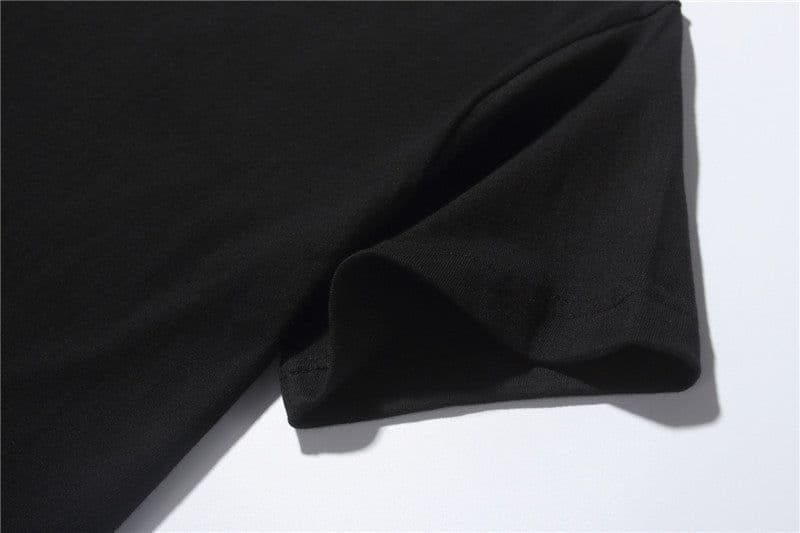 image-Unisex Summer T-Shirt - Black Butterfly Print XXL Loose Fit