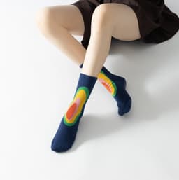 image-Women's Yoga Socks - Blue Sky Graffiti Cotton Calf