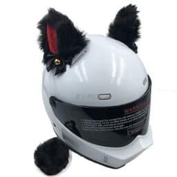 image-Motorcycle Helmet Cat Ears Bow Decoration - Plush Red