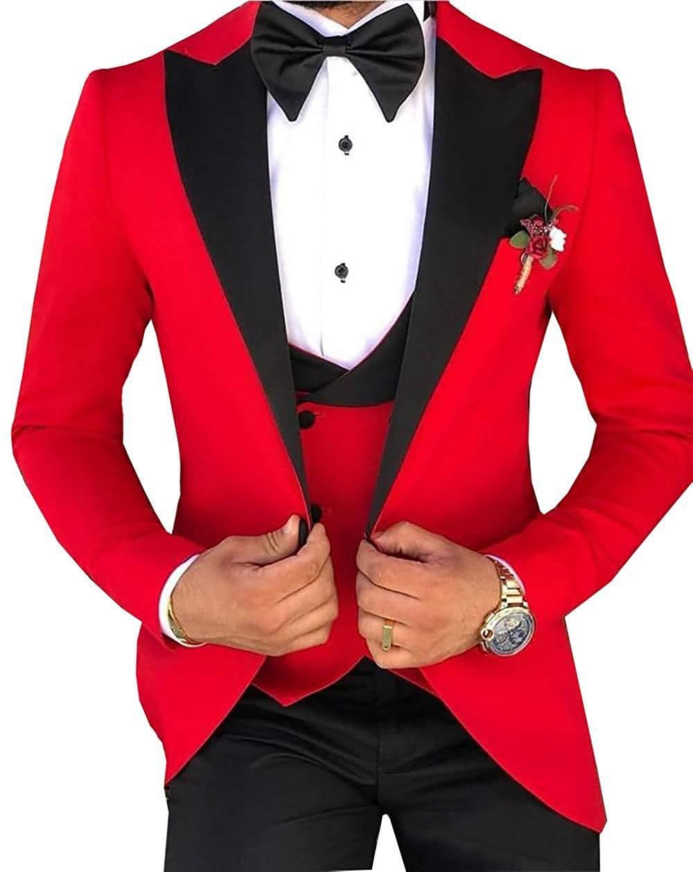 image-Cross-border Explosive Men's Suit Three-piece Suit Gun Barge Collar Wedding Suit Men's Suit One Drop Shipping Factory