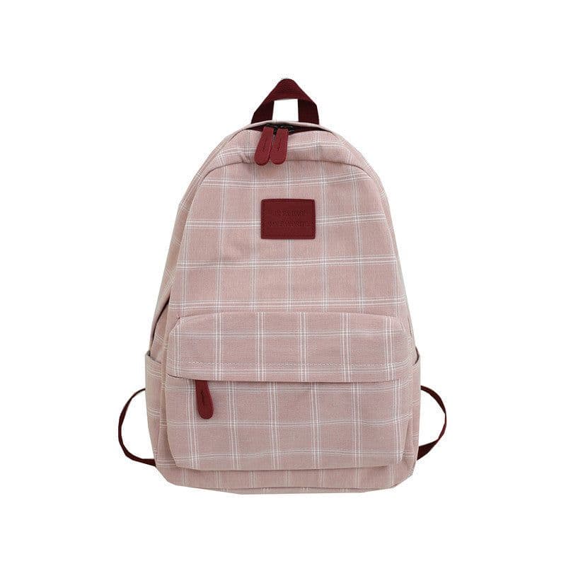image-2021 autumn plaid rucksack female high school students junior high school students backpack college students simple and cute school bag