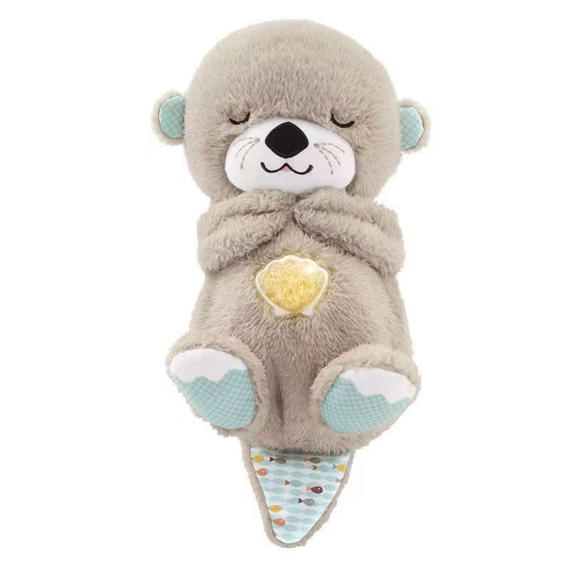 image-Blue Breathing Plush Otter Bear Toy with Music/Voice