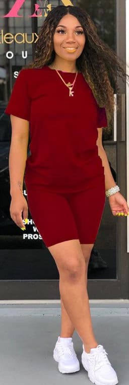 image-16-Color Solid-Color Sportswear Two-Piece Set Coffee XXL for Women