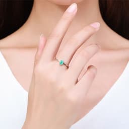 image-Simple s925 sterling silver egg-shaped imitation Paraiba tourmaline ring female European and American INS popular fine ring cross-border jewelry