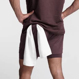 image-European Men's Quick-Dry Muscle Sports Shorts 4XL Beige White