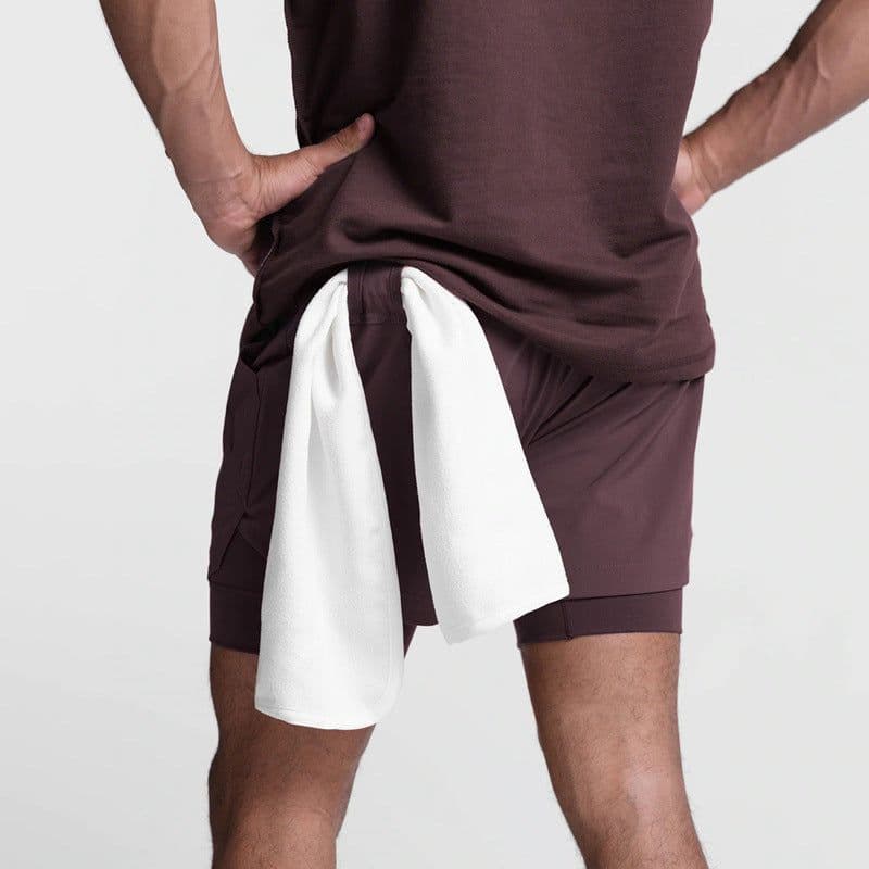 image-European Men's Quick-Dry Muscle Sports Shorts 4XL Beige White
