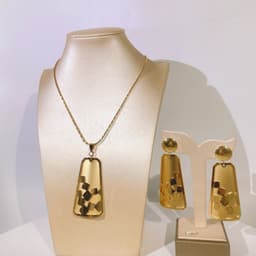 image-Electroplated copper alloy 24K jewelry set two-piece necklace and earrings for women