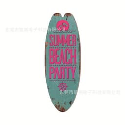 image-Wooden Surfboard Beach Theme Sign - Retro Decor for Bar or Wall