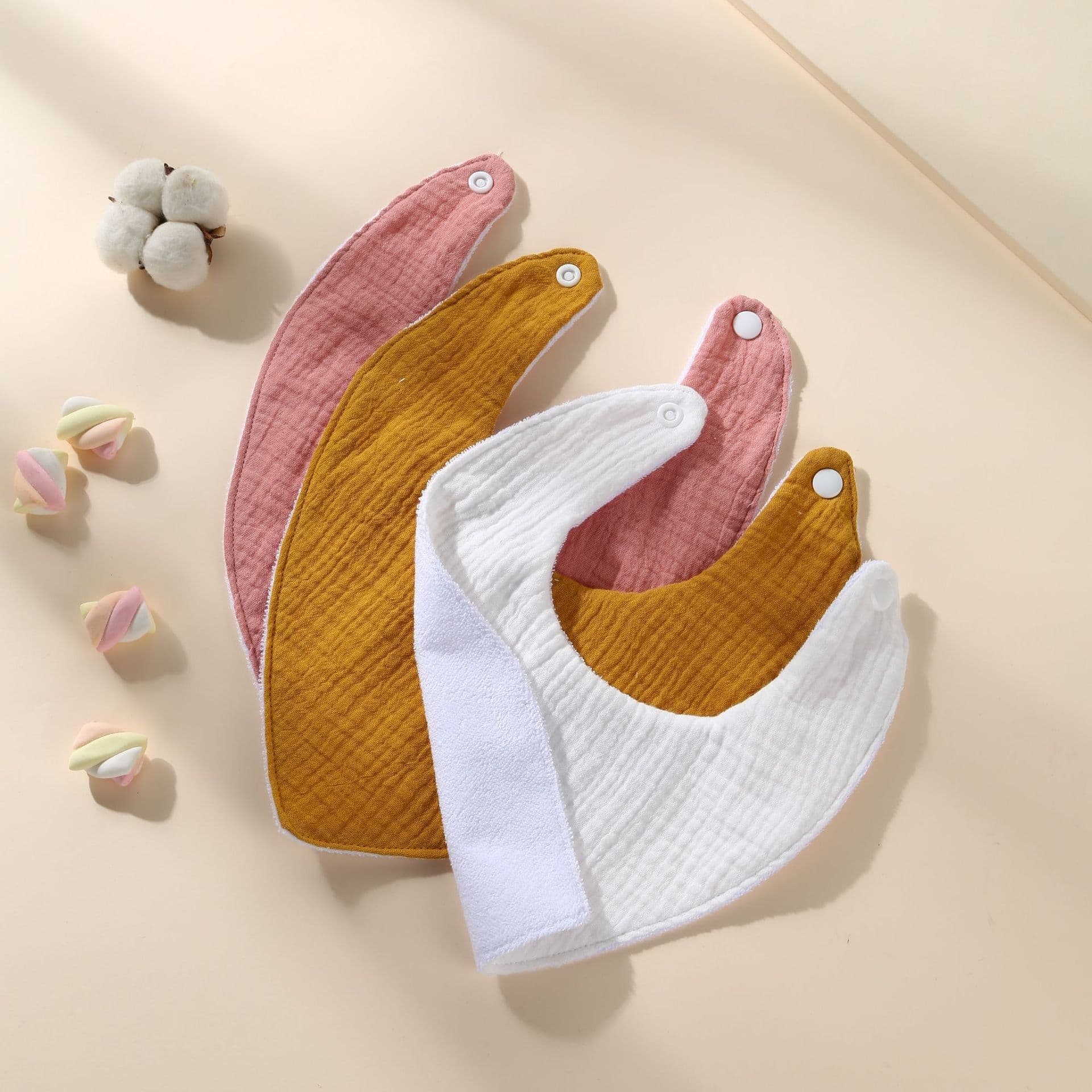 image-3 Pack Baby Cotton Waterproof Bibs - Triangle