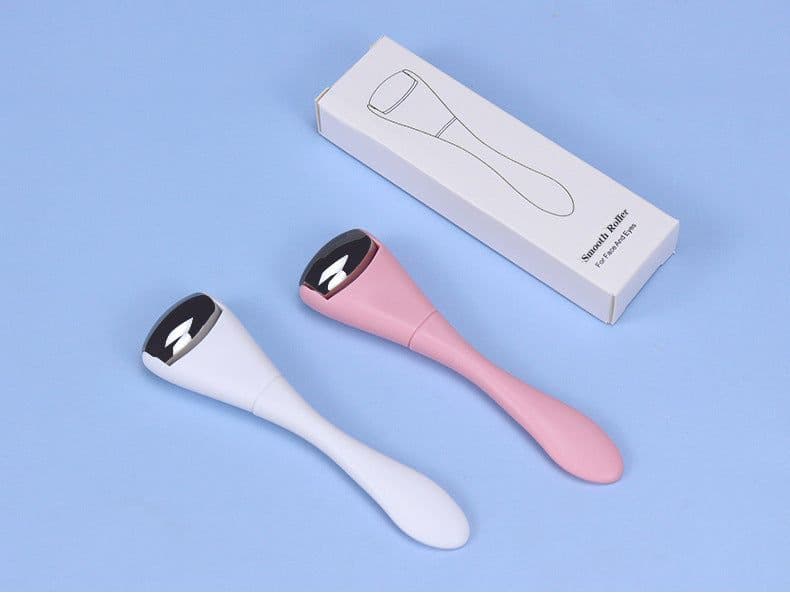 image-Eye Roller Massager Ice Beads Face Lift - White Pink