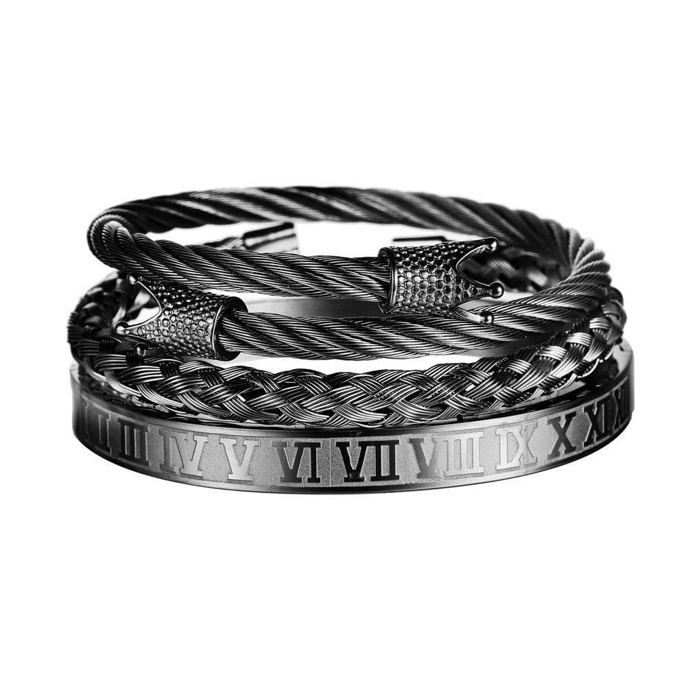 image-Stainless Steel Geometric Bracelet Men - Retro