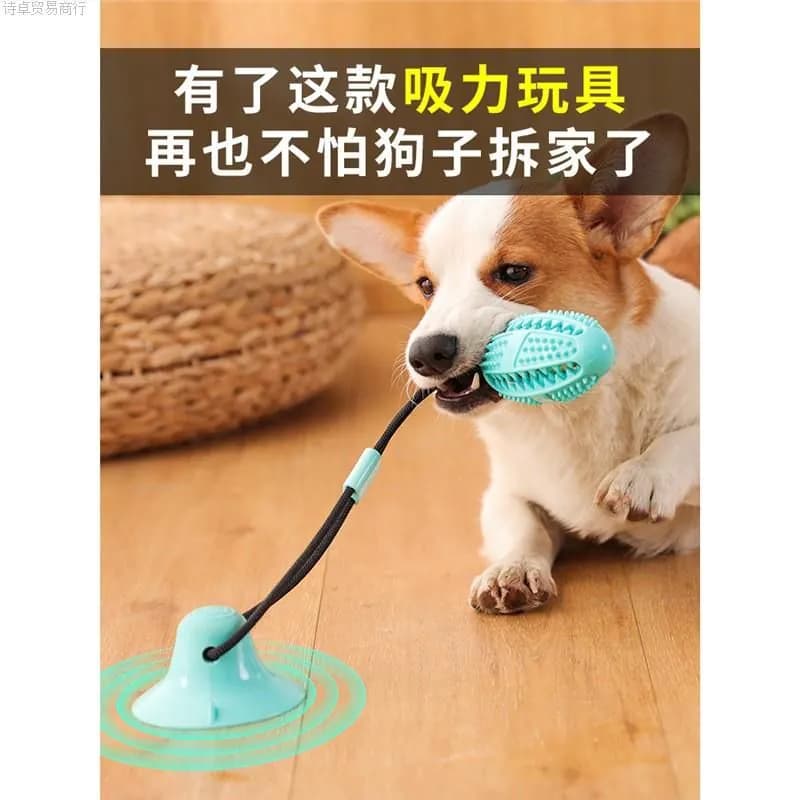 image-Mdeho Dog Toy Ball - Green Suction Cup Sound Tug