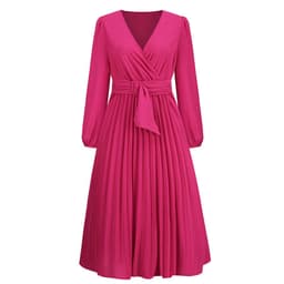 image-Elegant 2023 Long-Sleeved V-Neck Dress - High Waist Blue XXL