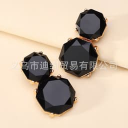 image-Geometric Resin Earrings - Multi-Layer Octagonal Design