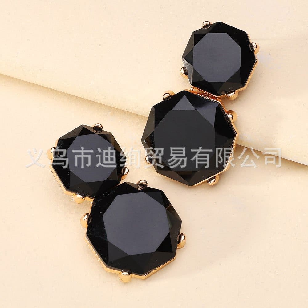 image-Geometric Resin Earrings - Multi-Layer Octagonal Design