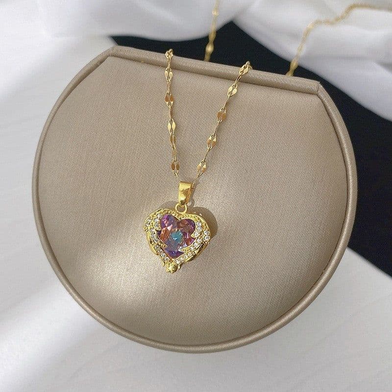 image-Titanium Steel Diamond Necklace - Women's Clavicle Chain
