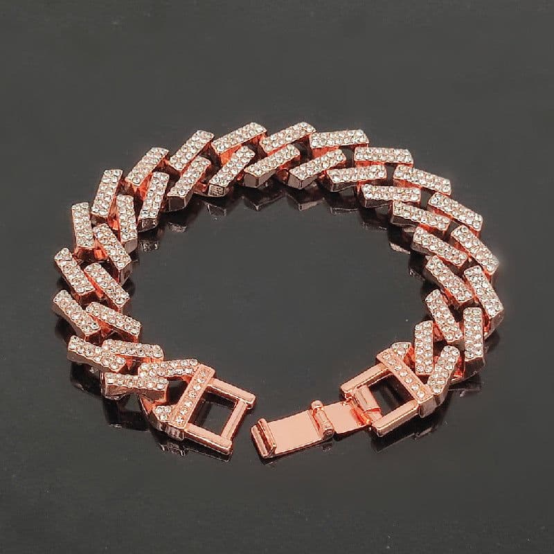 image-Volkswagen 14MM Square Prismatic Bar Watch Buckle Gold Chain - Cuban Style 70cm