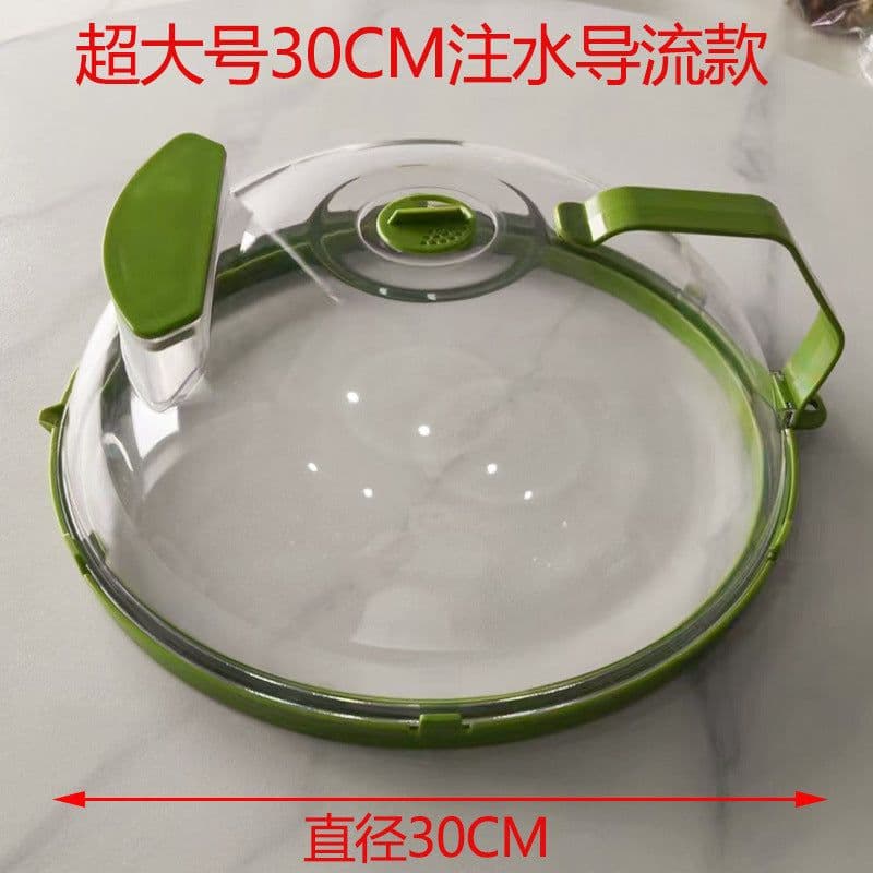 image-Microwave Oven Heating Cover with Handle - Green Large 30*11cm