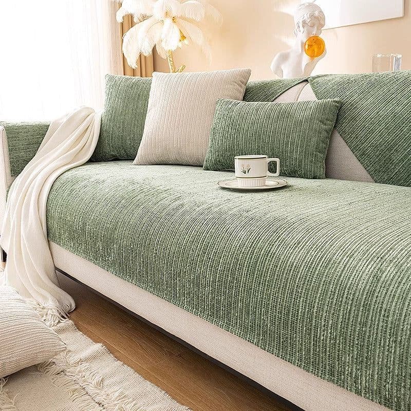 image-Hongyuan Fashion Chenille Sofa Cushion, Green, Universal Cover
