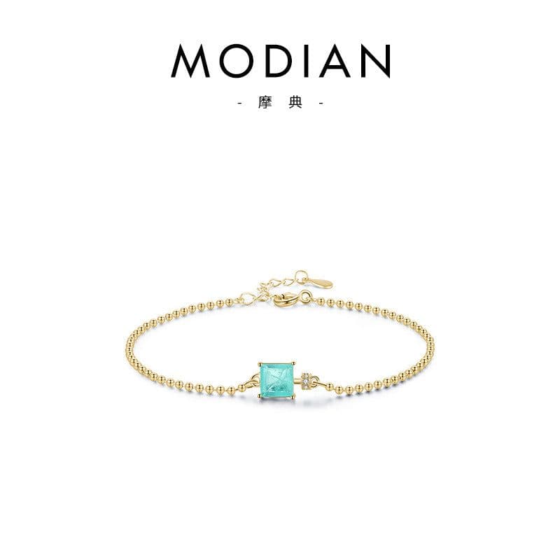 image-S925 Sterling Silver Paraiba Tourmaline Bead Bracelet