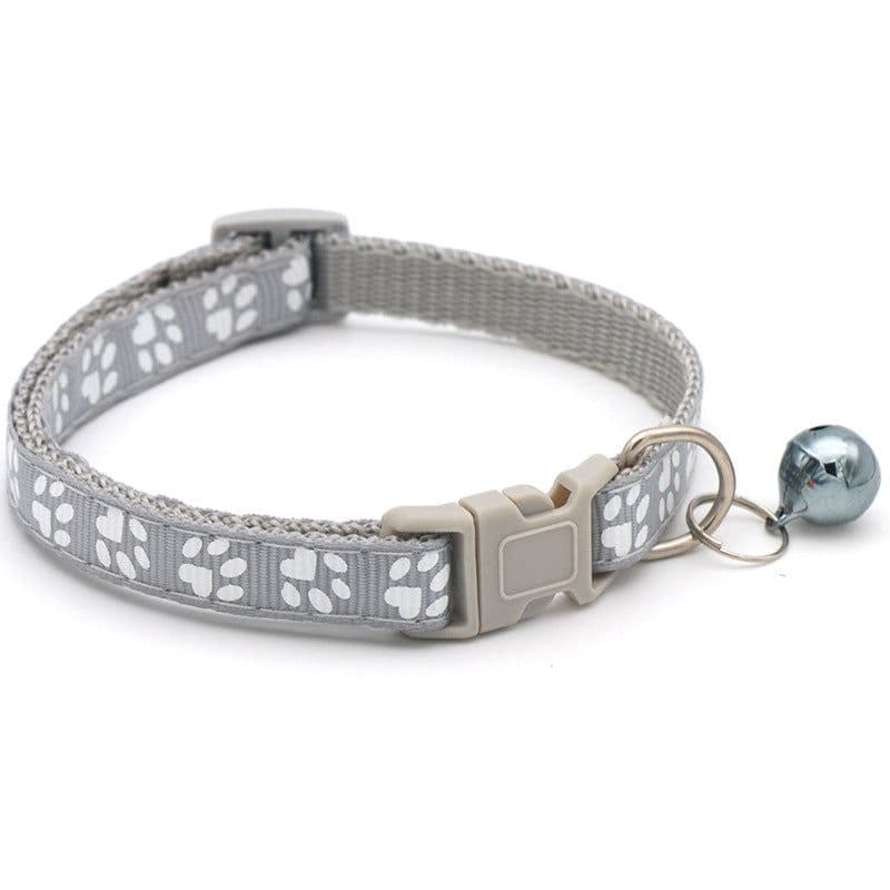 image-Pet Chacha Paw Print Bell Collar, Mixed Color, PP Material, Universal Fit