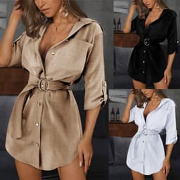 image-European & American V-Neck Dress Shirts, Multi-Color, V-Neck, S-3XL