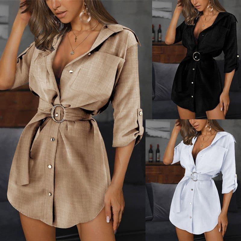 image-European & American V-Neck Dress Shirts, Multi-Color, V-Neck, S-3XL