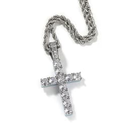 image-Cross Necklace Silver Luminous Zircon Pendant