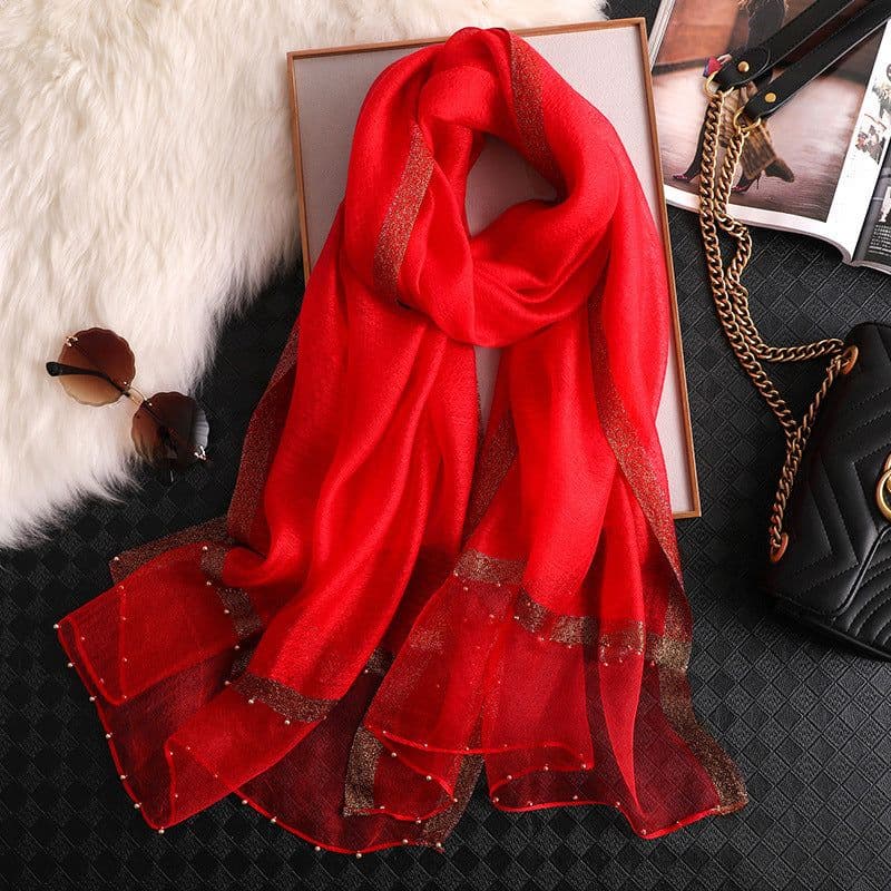 image-Beach Sunscreen Beading Scarf - Women 65*185cm, Thin Wool Blend Shawl (65 characters)