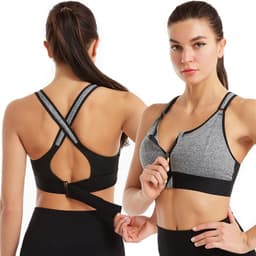 image-Adjustable Front Zipper Sports Bra Breathable For Women