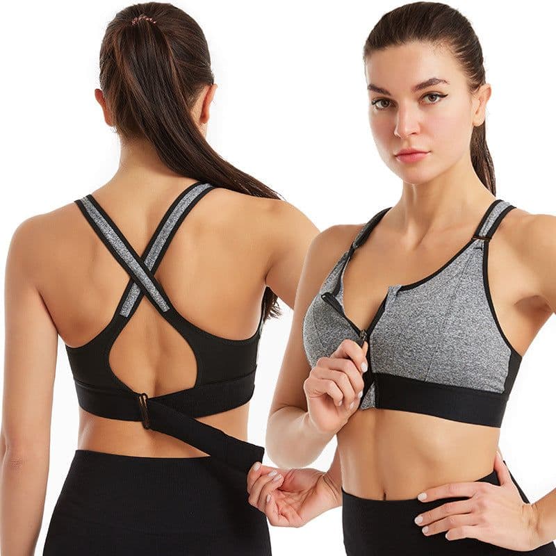 image-Adjustable Front Zipper Sports Bra Breathable For Women